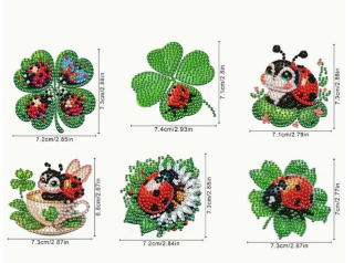Preview: Diamond Painting 6-teiliges Set Magnet Kleeblätter